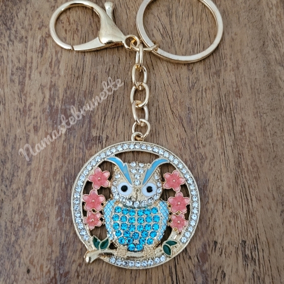 2/$20 Boho Owl Crystal Rhinestone Keychain Bag Charm - Picture 4 of 9
